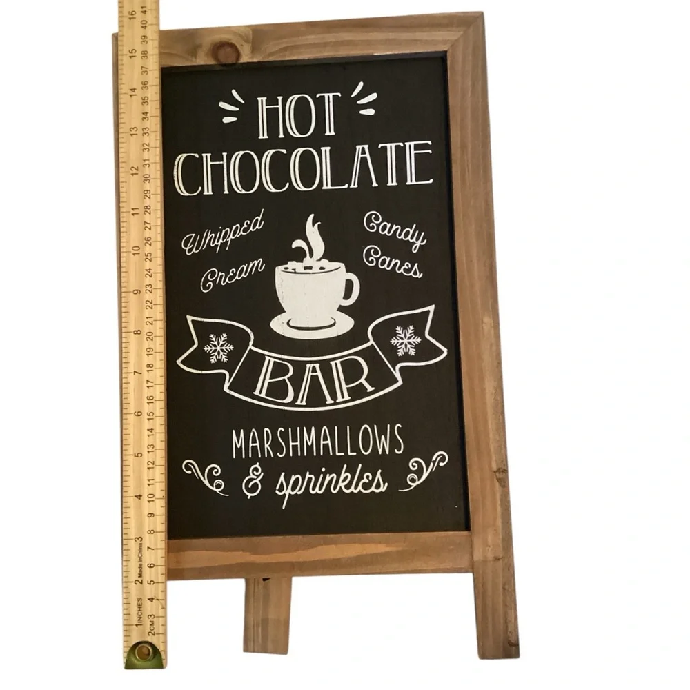 Rustic Wooden Hot Chocolate Bar Sign – Freestanding Chalkboard Style